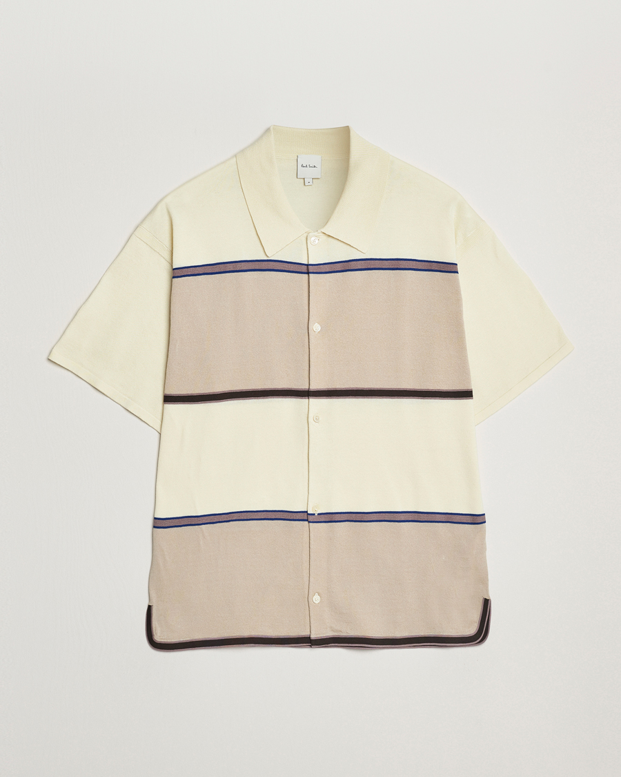 Heren | Overhemden | Paul Smith | Cotton Striped Knitted Short Sleeve Shirt White