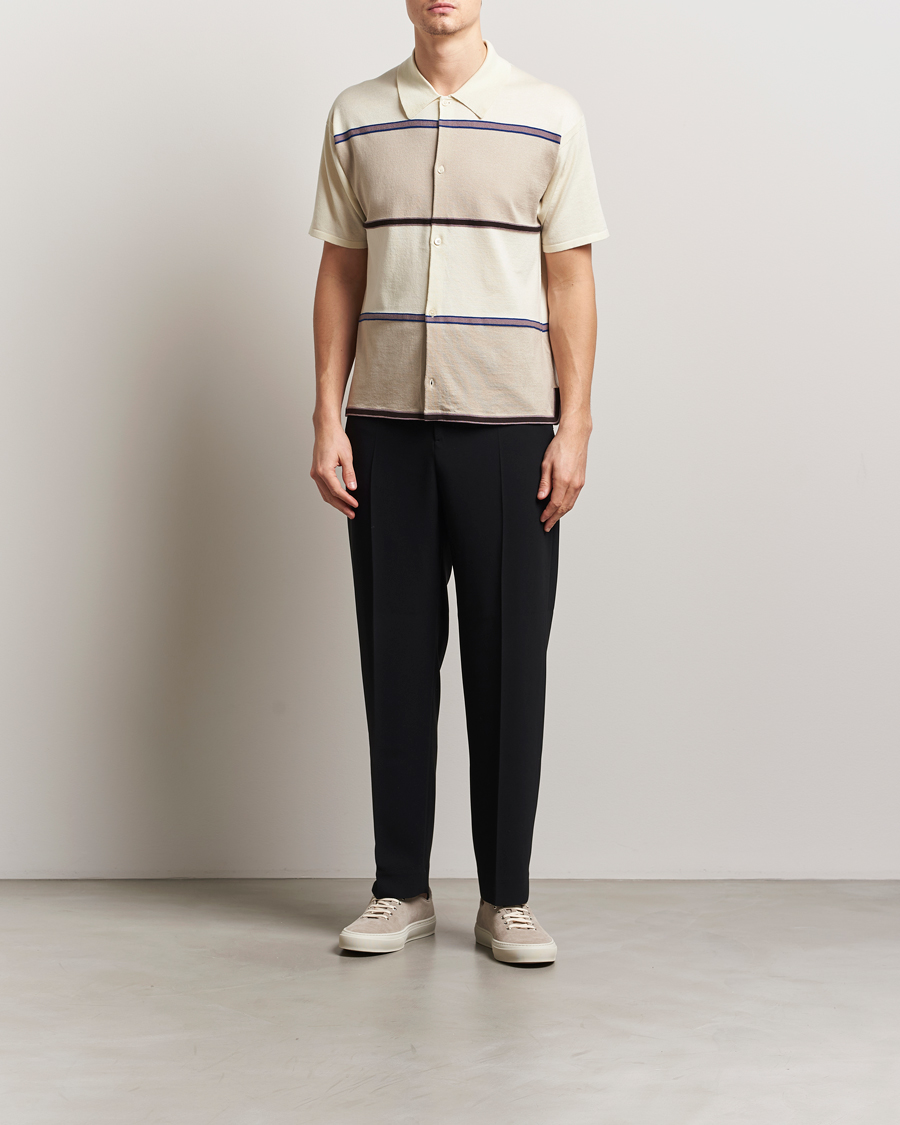 Heren | Overhemden | Paul Smith | Cotton Striped Knitted Short Sleeve Shirt White