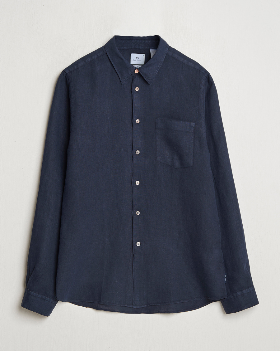 Heren | Overhemden | PS Paul Smith | Tailored Fit Linen Shirt Navy