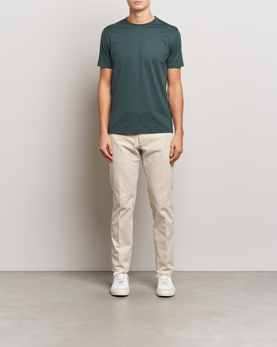 Heren | T-shirts | Sunspel | Crew Neck Q82 Cotton T-Shirt Holly Green
