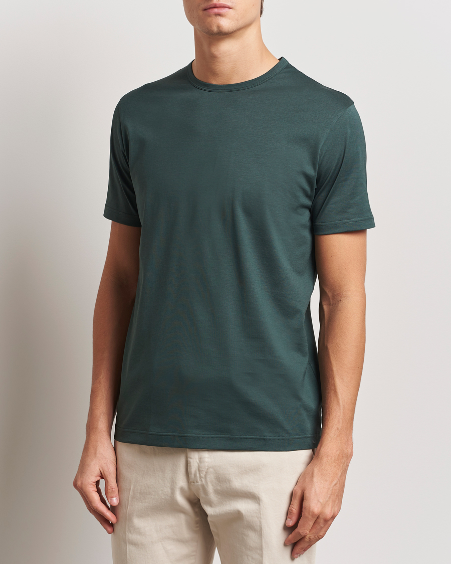 Heren | T-shirts | Sunspel | Crew Neck Q82 Cotton T-Shirt Holly Green