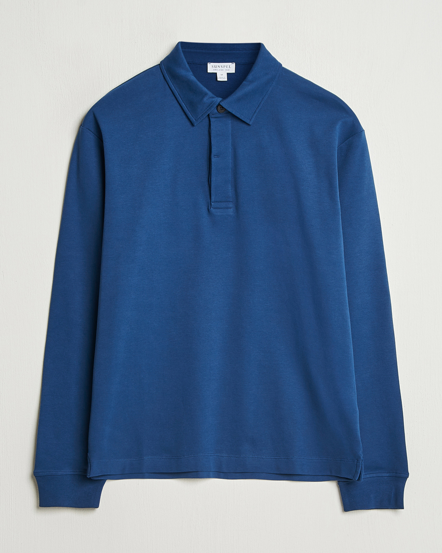 Heren | Truien | Sunspel | Heavy Weight Polo Shirt Naval Blue