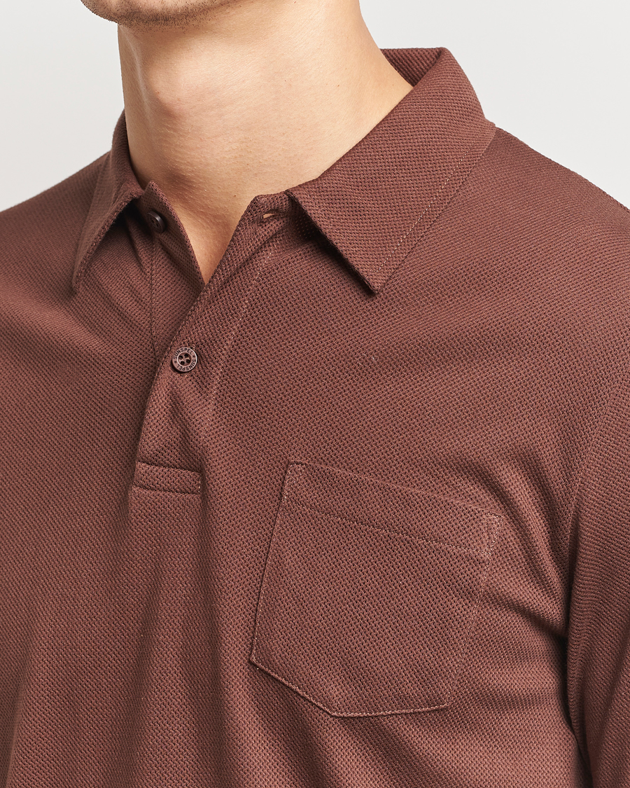 Heren | Polo's | Sunspel | Long Sleeve Riviera Polo Shirt Cocoa Brown