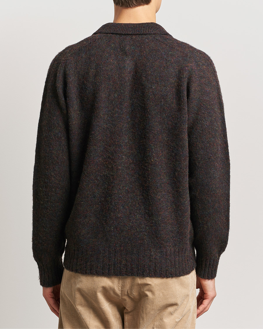 Heren | Truien | Sunspel | Brushed Shetland Knitted Shirt Midnight Melange