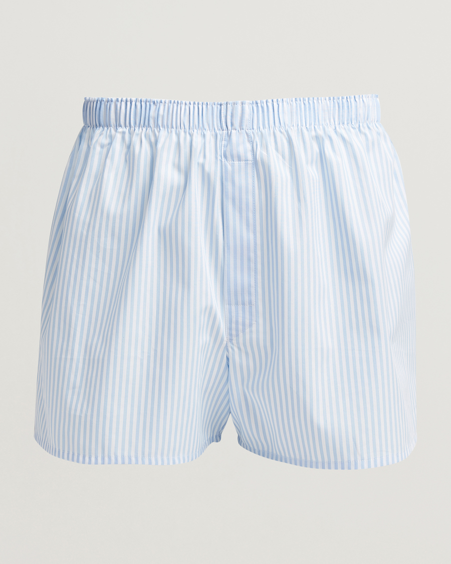 Heren | Ondergoed | Sunspel | Classic Woven Cotton Boxer Shorts Light Blue