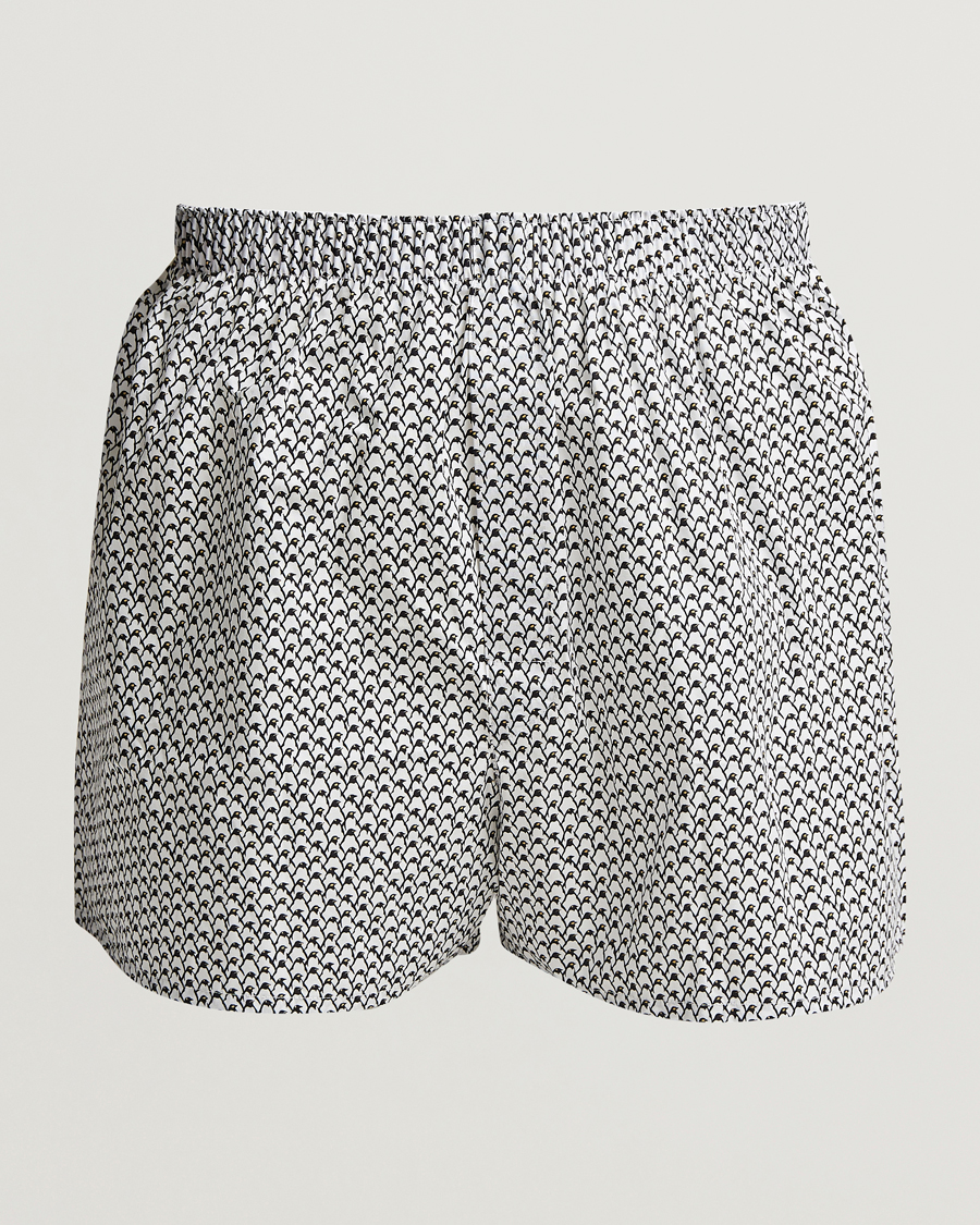 Heren | Ondergoed | Sunspel | Printed Woven Cotton Boxer Shorts Penguin