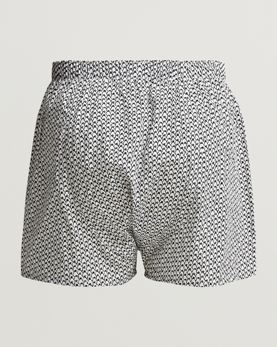 Heren | Ondergoed | Sunspel | Printed Woven Cotton Boxer Shorts Penguin