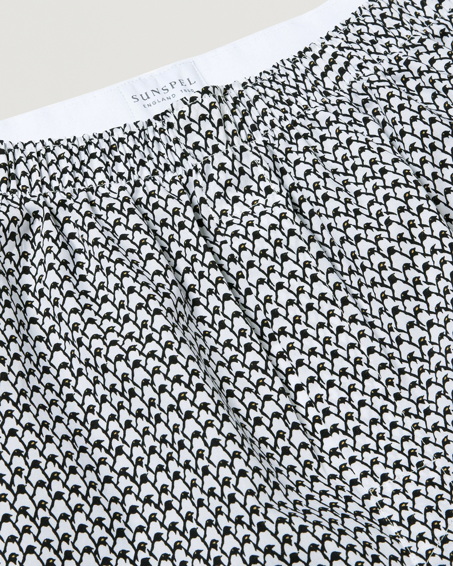Heren | Ondergoed | Sunspel | Printed Woven Cotton Boxer Shorts Penguin