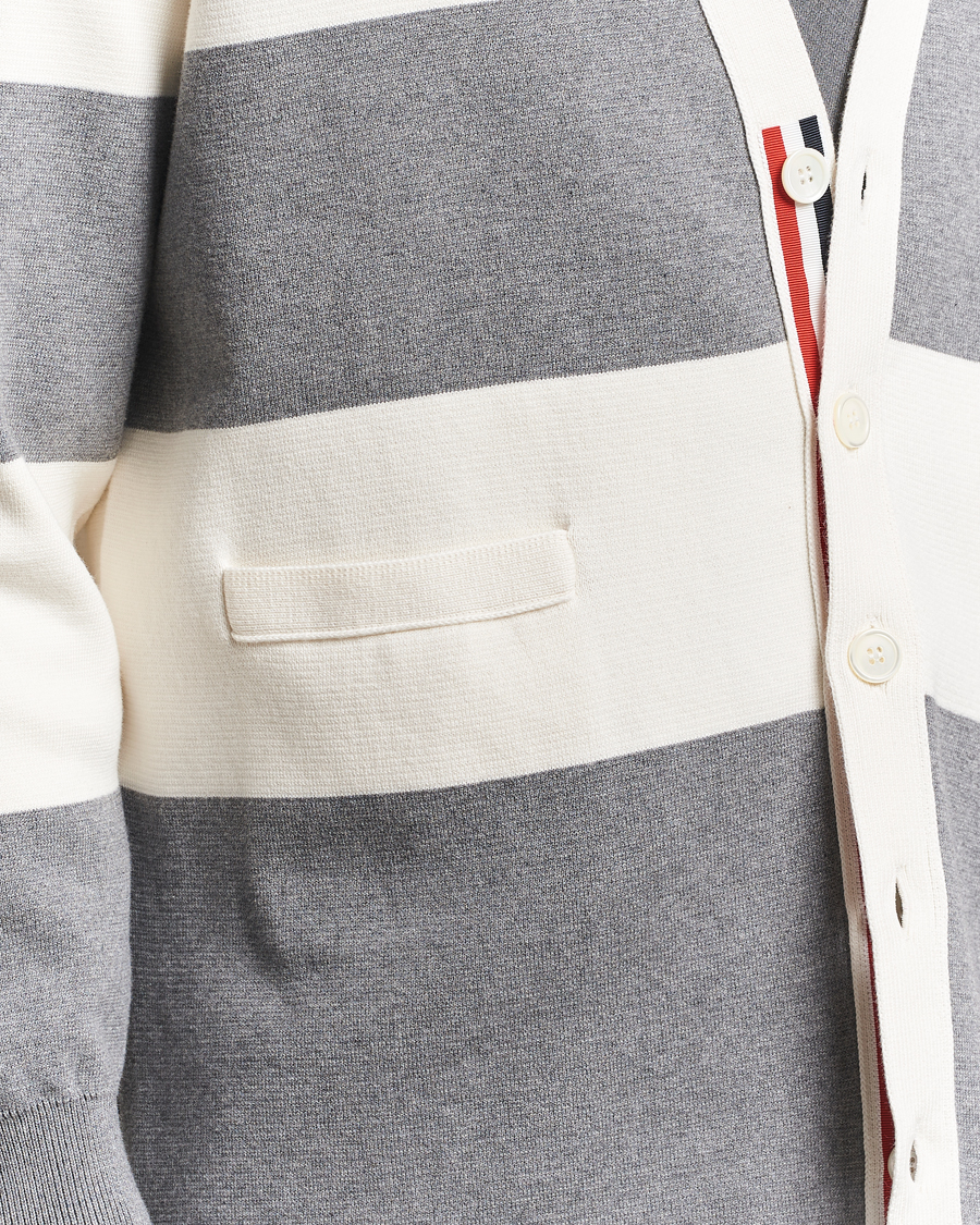 Heren | Truien | Thom Browne | Rugby Stripe Cotton Cardigan Grey/White