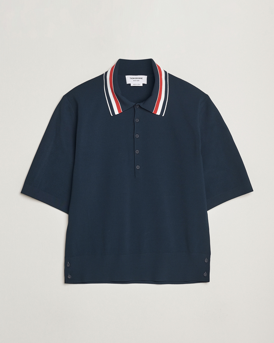 Heren | Polo's | Thom Browne | Needle Stitch Tennis Polo Navy