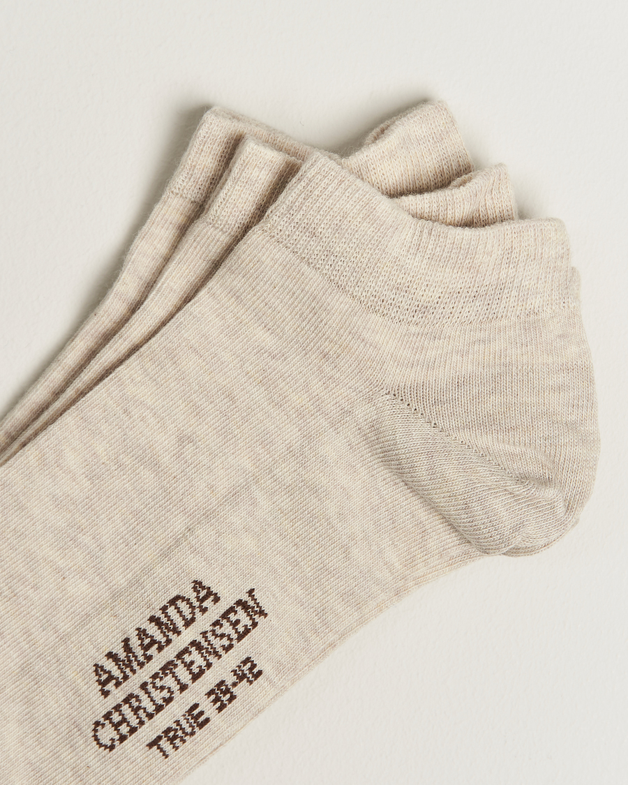 Heren | Ondergoed | Amanda Christensen | 3-Pack True Cotton Sneaker Socks Sand Melange