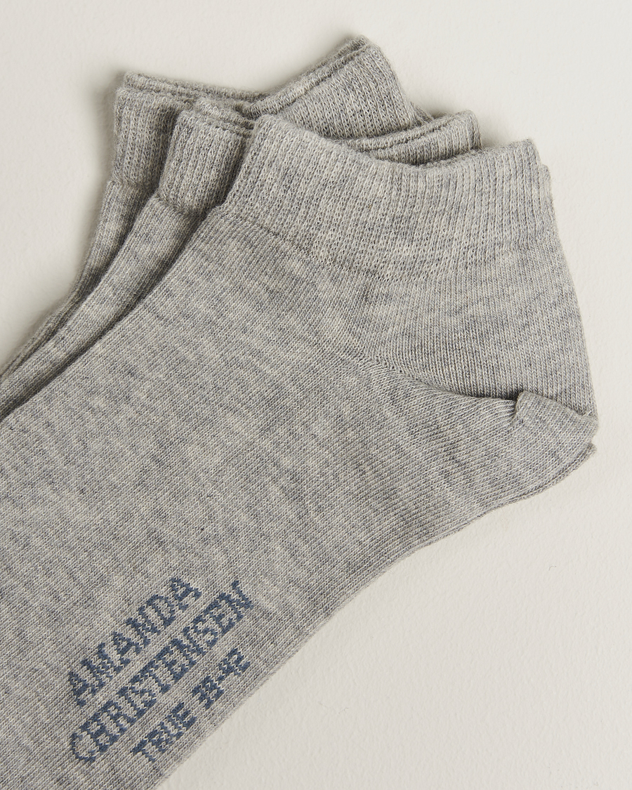 Heren | Ondergoed | Amanda Christensen | 3-Pack True Cotton Sneaker Socks Light Grey Melange