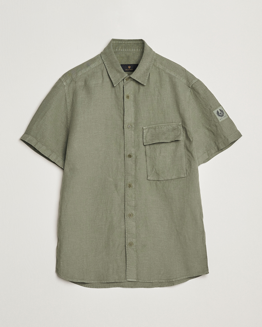 Heren | Overhemden | Belstaff | Scale Short Sleeve Linen Shirt Surplus Green