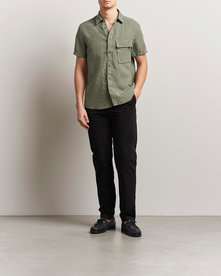 Heren | Overhemden | Belstaff | Scale Short Sleeve Linen Shirt Surplus Green