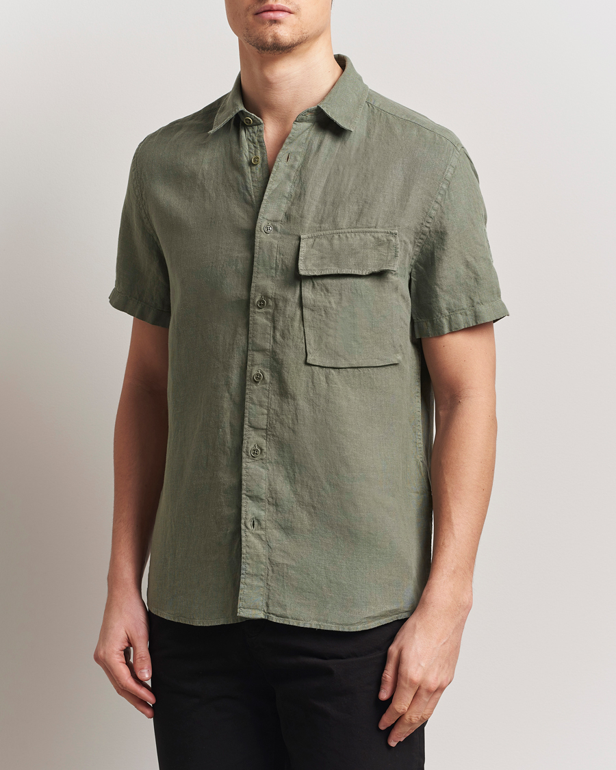 Heren | Overhemden | Belstaff | Scale Short Sleeve Linen Shirt Surplus Green
