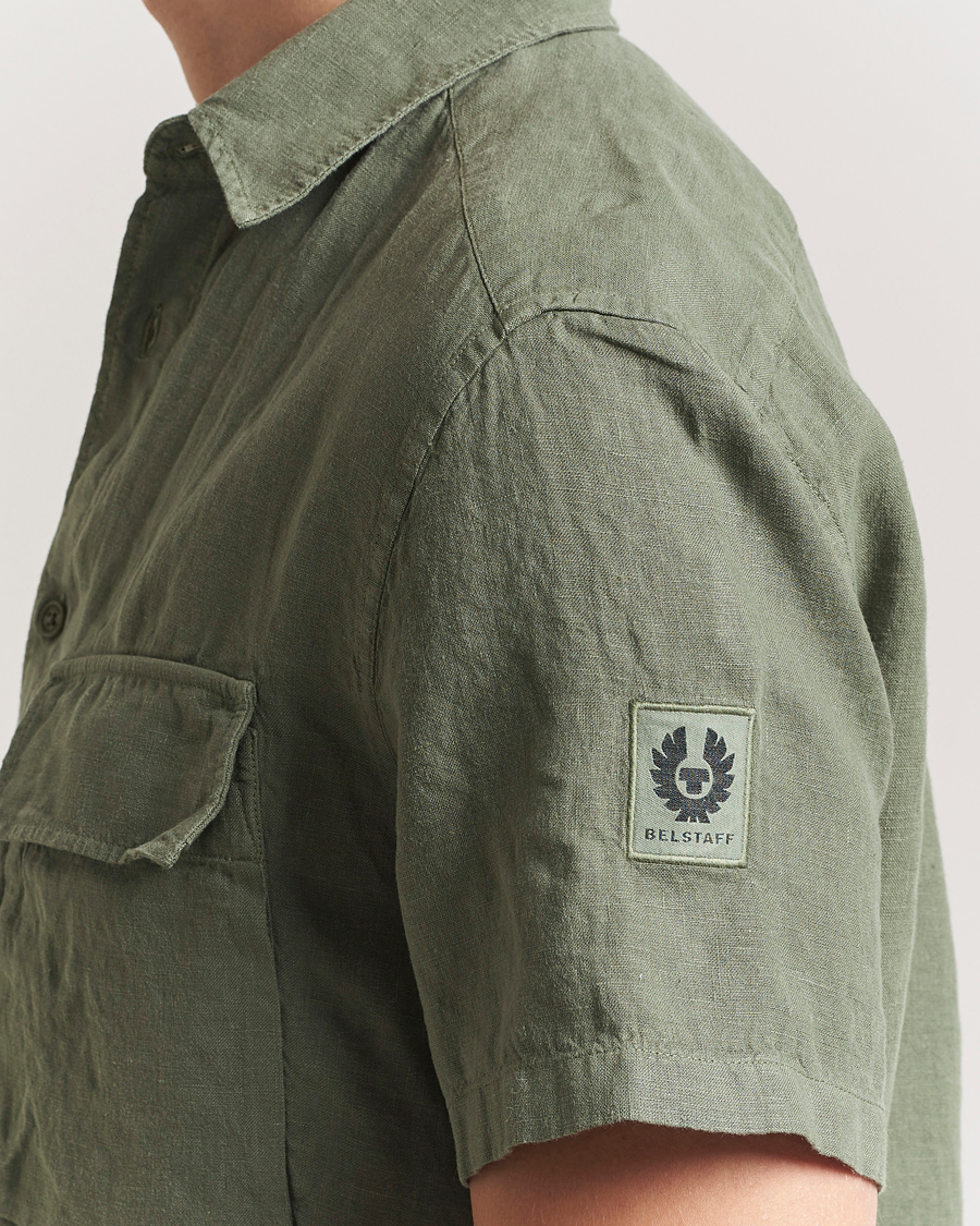 Heren | Overhemden | Belstaff | Scale Short Sleeve Linen Shirt Surplus Green