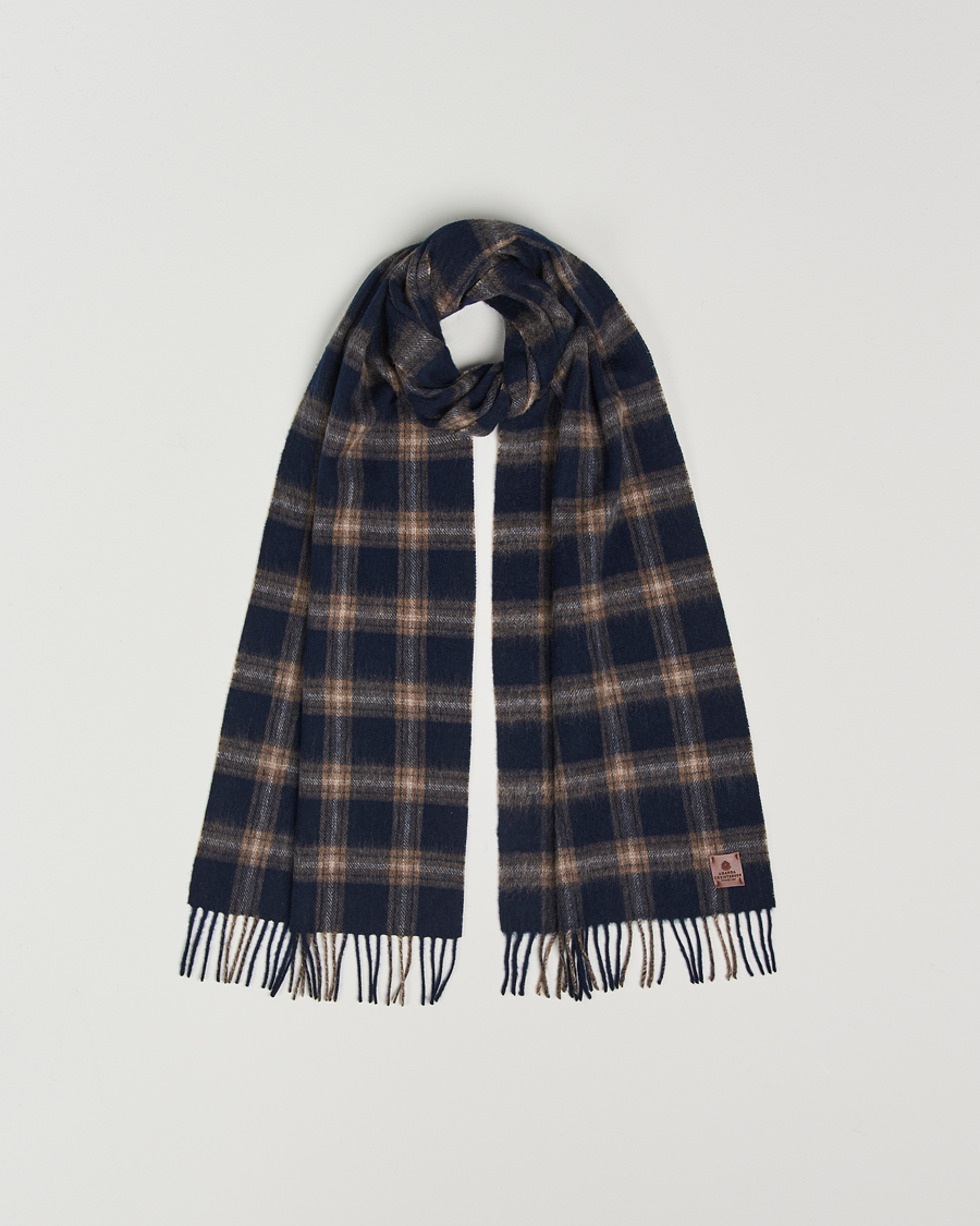 Heren | Amanda Christensen Wool Checked Scarf Navy Melange | Amanda Christensen | Wool Checked Scarf Navy Melange