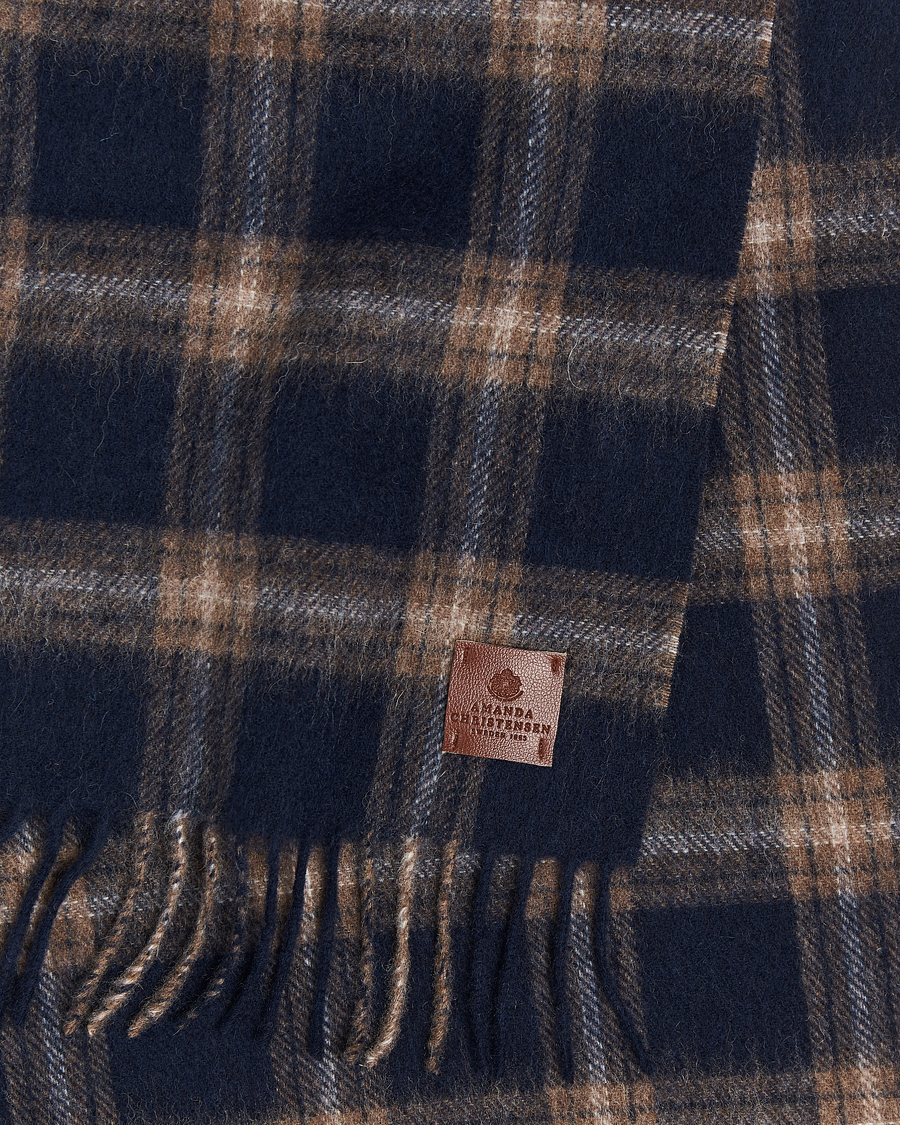 Heren | Amanda Christensen Wool Checked Scarf Navy Melange | Amanda Christensen | Wool Checked Scarf Navy Melange