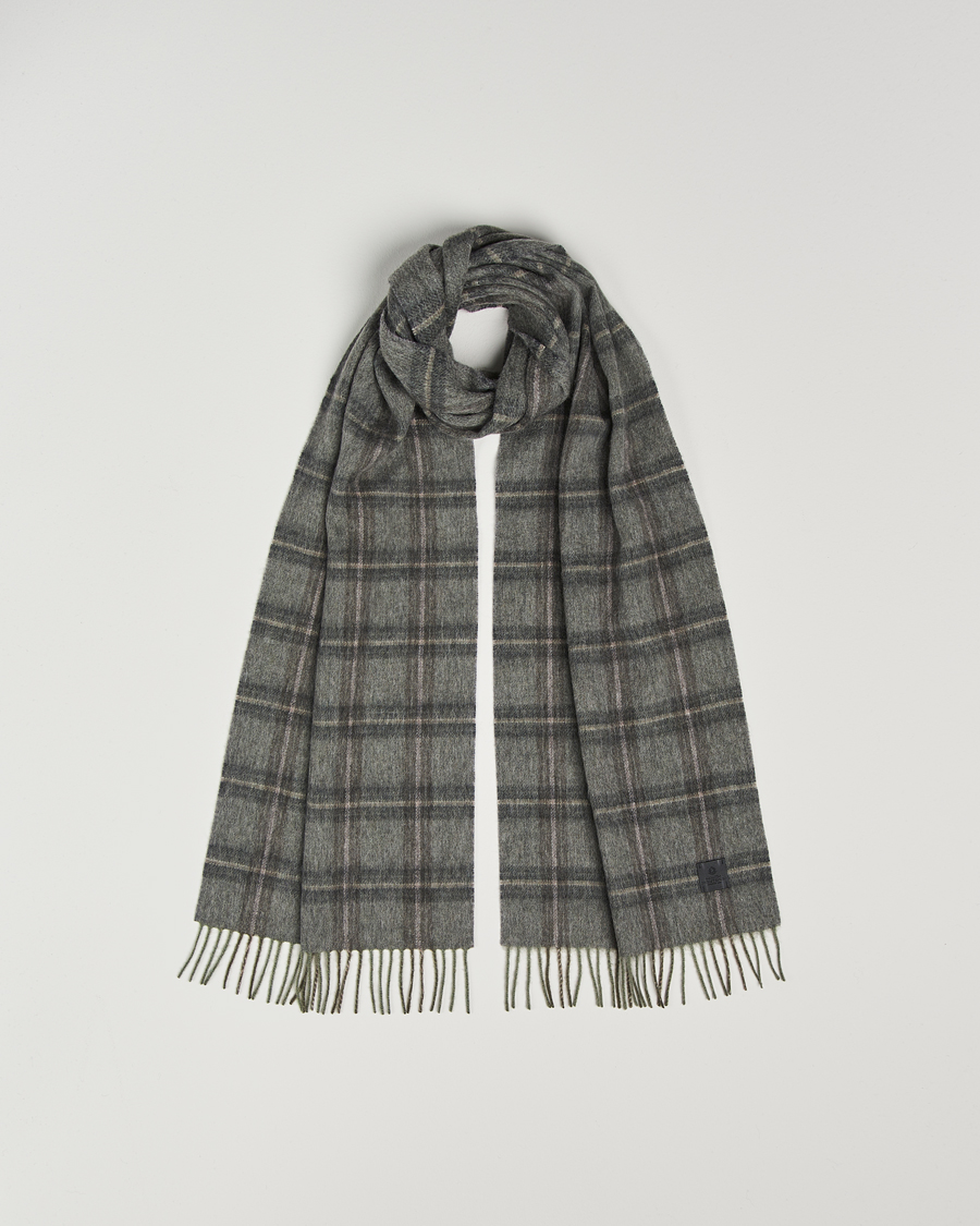 Heren | Amanda Christensen Wool Checked Scarf Olive Melange | Amanda Christensen | Wool Checked Scarf Olive Melange