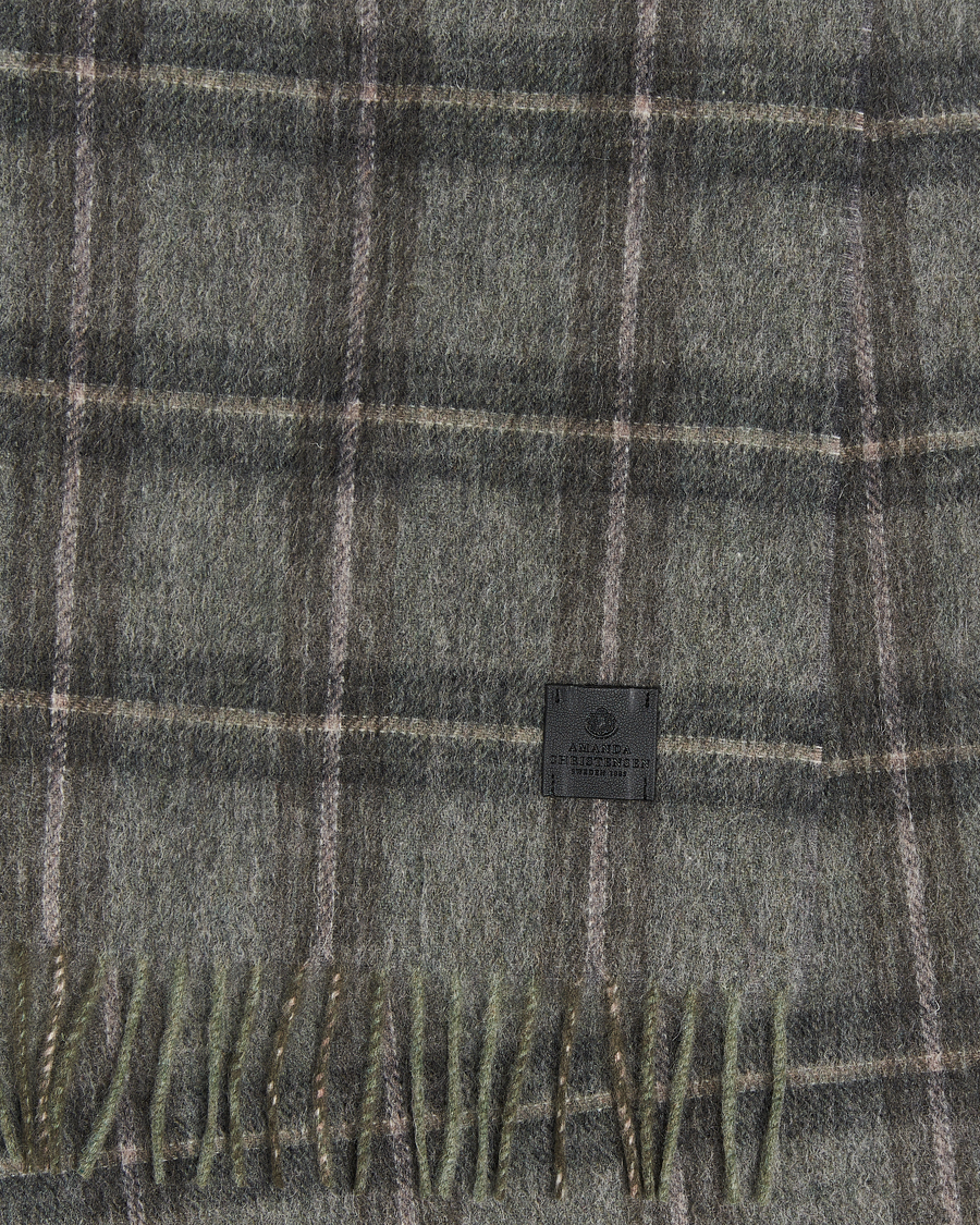 Heren | Amanda Christensen Wool Checked Scarf Olive Melange | Amanda Christensen | Wool Checked Scarf Olive Melange