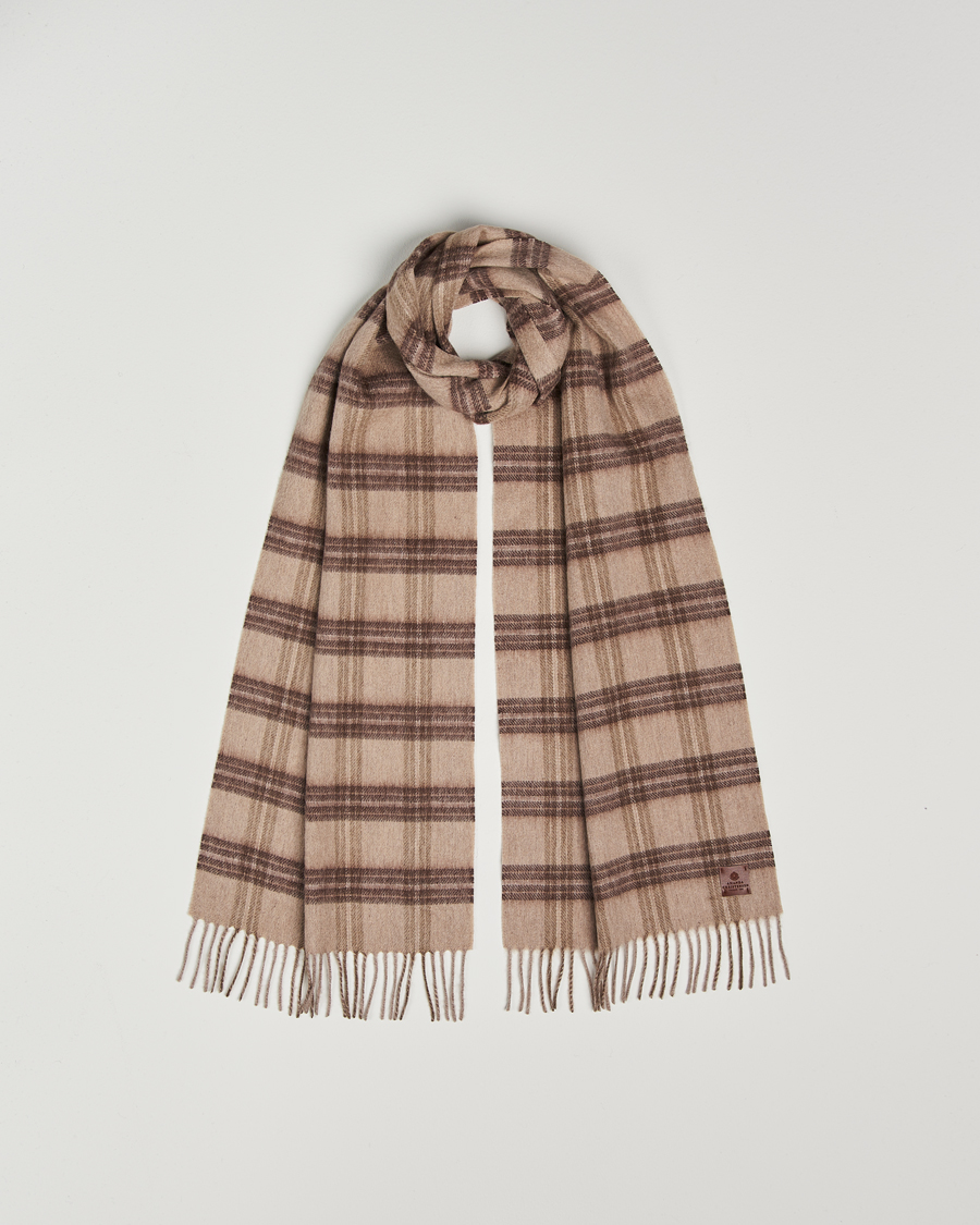 Heren | Amanda Christensen Wool Checked Scarf Beige Melange | Amanda Christensen | Wool Checked Scarf Beige Melange