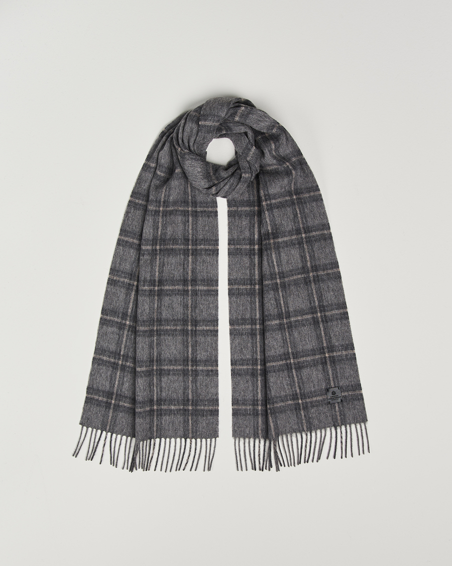 Heren | Amanda Christensen Wool Checked Scarf Grey Melange | Amanda Christensen | Wool Checked Scarf Grey Melange