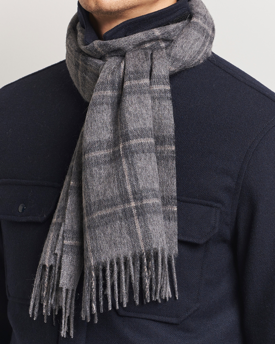 Heren | Amanda Christensen Wool Checked Scarf Grey Melange | Amanda Christensen | Wool Checked Scarf Grey Melange
