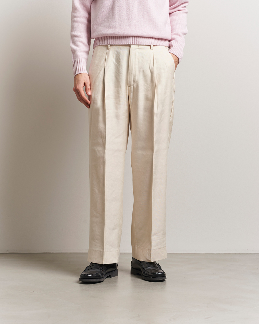 Heren | Broeken | NN07 | Kay Linen/Viscose Drawstring Trousers Ivory