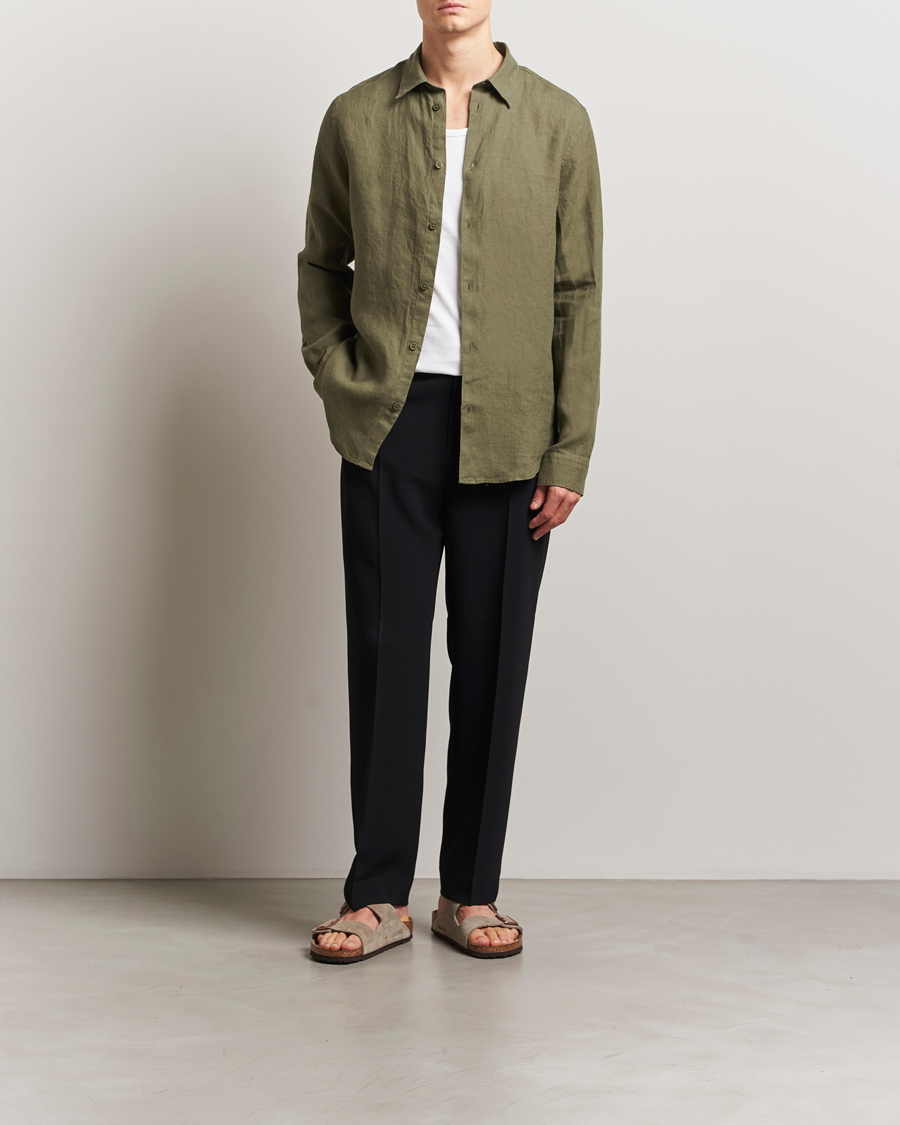 Heren | Overhemden | NN07 | Enzo Linen Shirt Capers Green