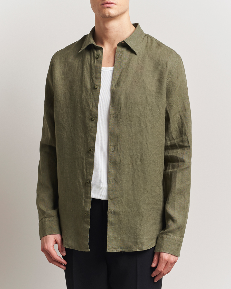 Heren | Overhemden | NN07 | Enzo Linen Shirt Capers Green