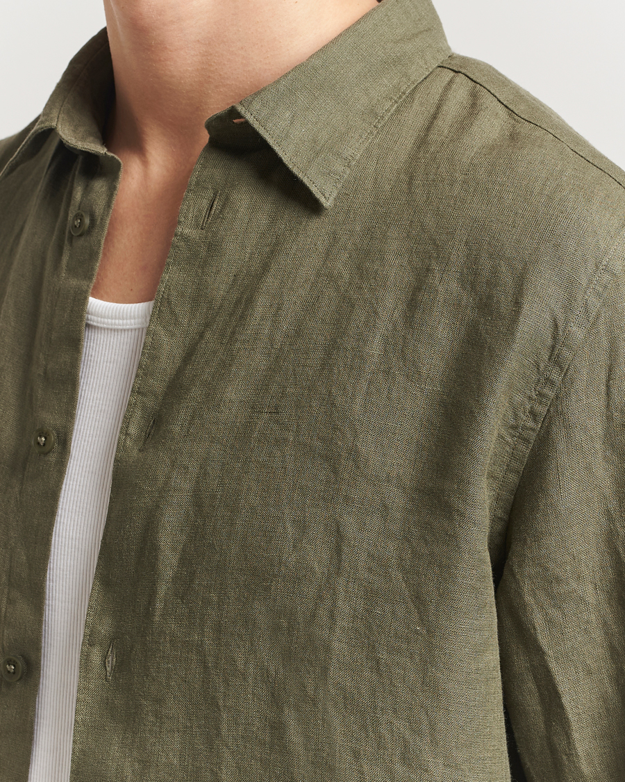 Heren | Overhemden | NN07 | Enzo Linen Shirt Capers Green