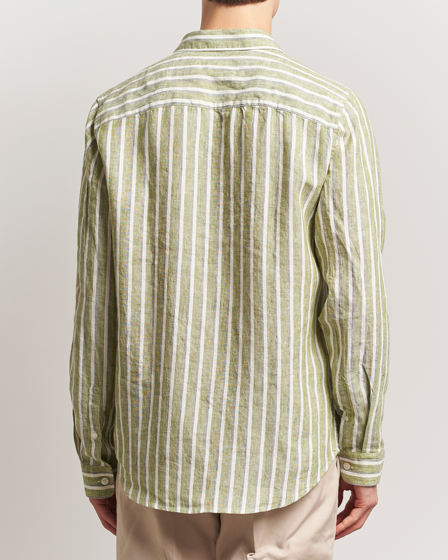 Heren | Overhemden | NN07 | Enzo Striped Linen Shirt Green Multi