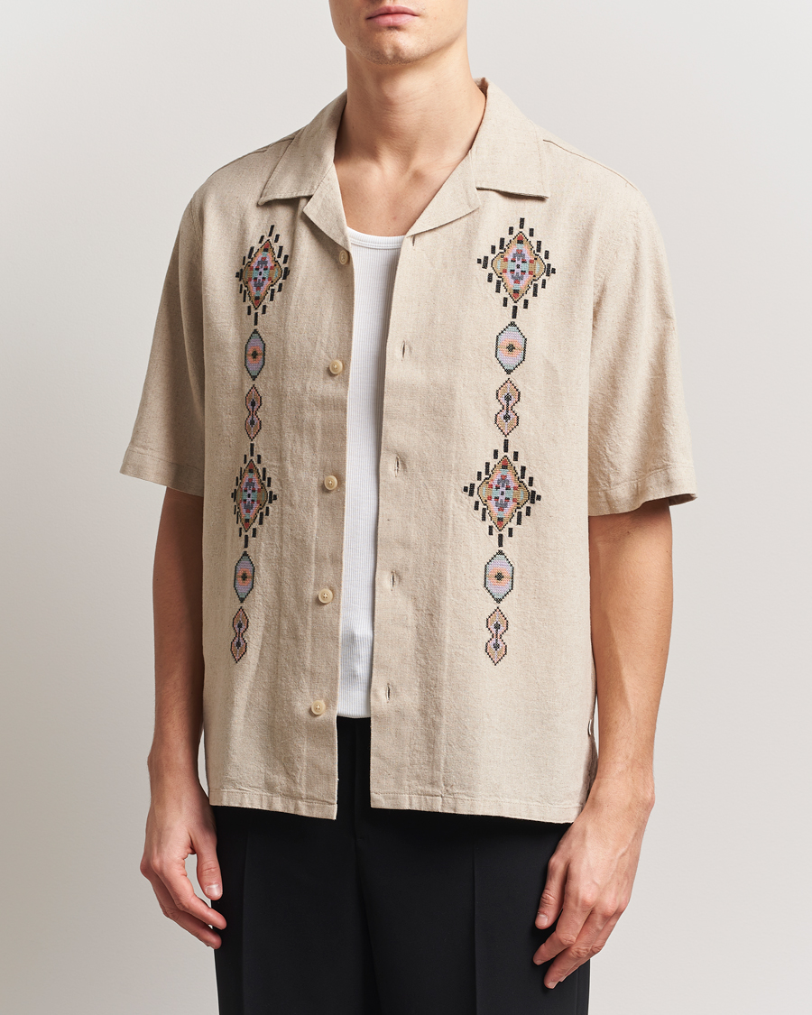 Heren | Overhemden | NN07 | Ole Printed Short Sleeve Shirt Oat