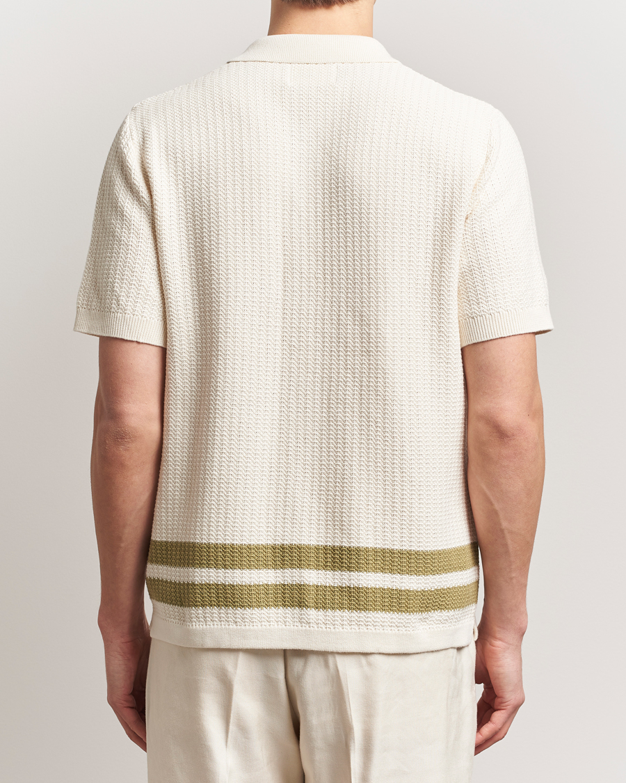 Heren | Overhemden | NN07 | Ares Knitted Short Sleeve Shirt Ivory/Green