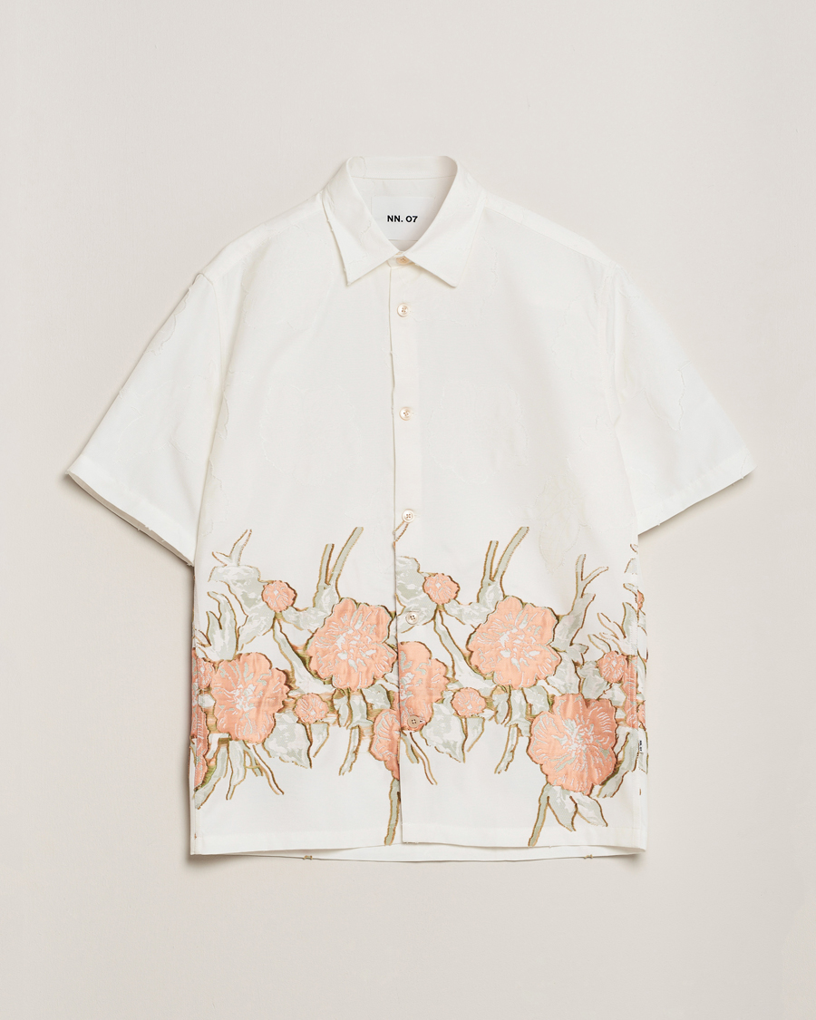 Heren | Overhemden | NN07 | Freddy Flower Short Sleeve Shirt White Multi