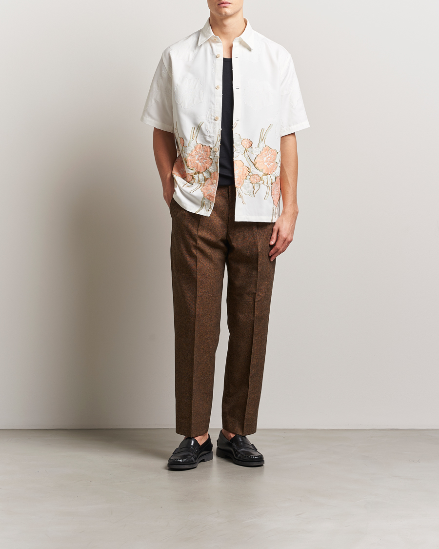 Heren | Overhemden | NN07 | Freddy Flower Short Sleeve Shirt White Multi