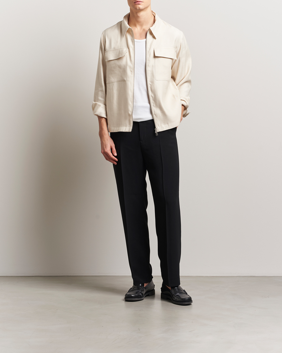 Heren | Overhemden | NN07 | Alban Cotton/Linen Overshirt Ivory