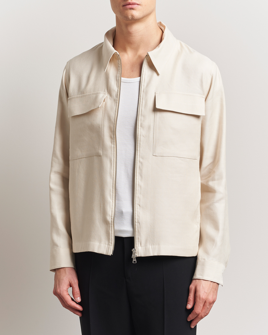 Heren | Overhemden | NN07 | Alban Cotton/Linen Overshirt Ivory