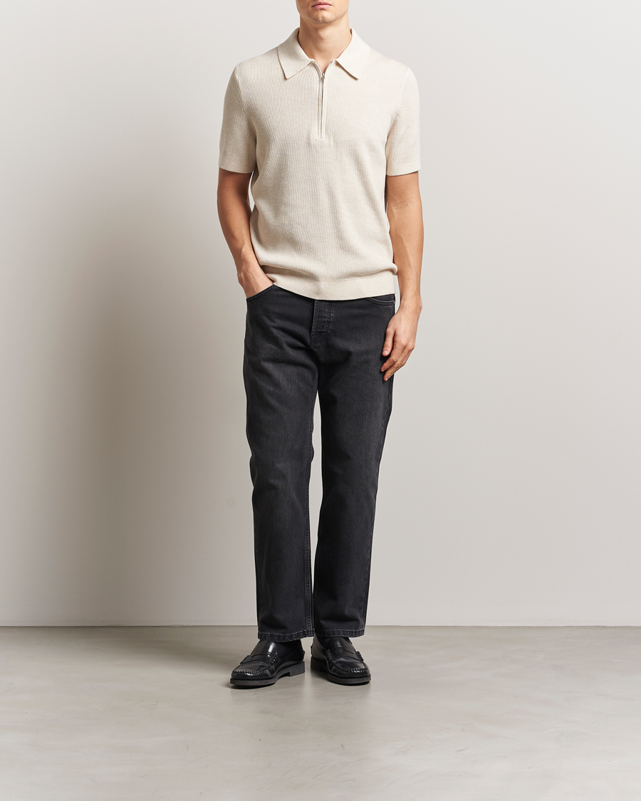 Heren | Polo's | NN07 | Hansie Half Zip Knitted Polo Ivory