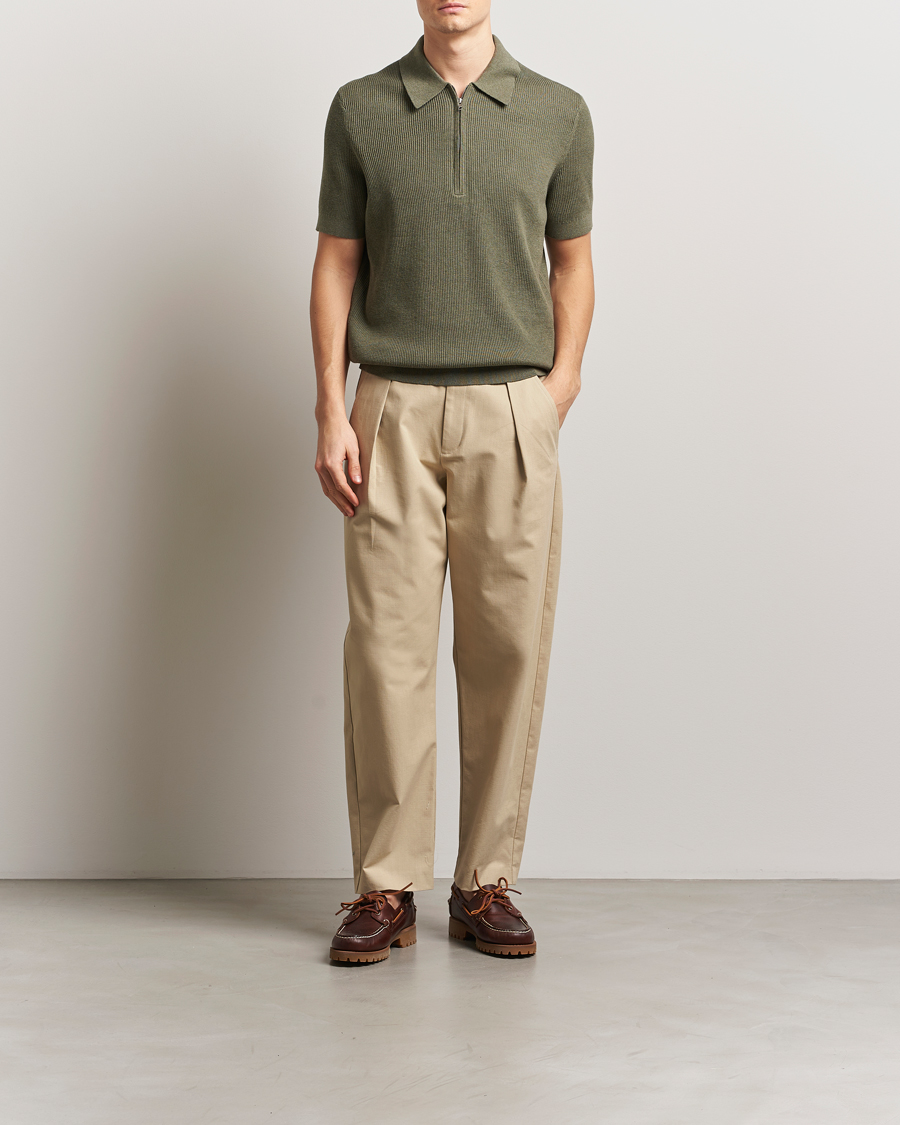 Heren | Polo's | NN07 | Hansie Half Zip Knitted Polo Capers Green