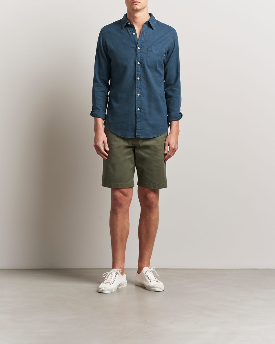 Heren | Korte broek | Dockers | Slim Cotton/Linen Shorts Teal Leaf