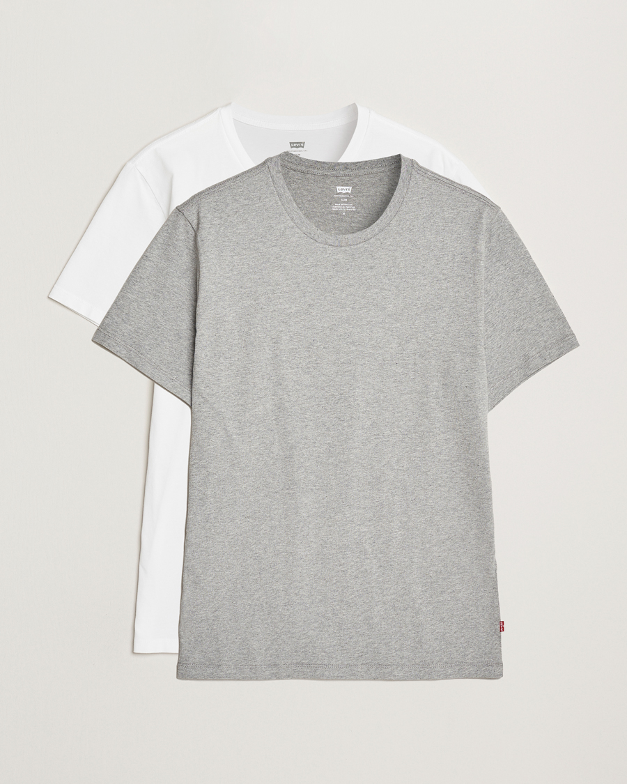 Heren | T-shirts | Levi's | 2-Pack Crew Neck T-Shirt White/Grey Heather