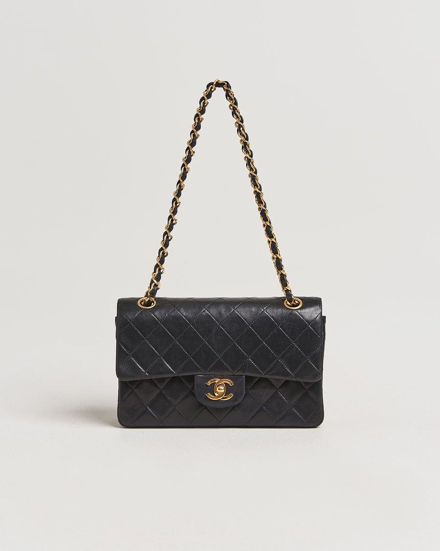 Heren | Chanel Pre-Owned Matelassé Small Double Flap Bag Black Lambskin | Chanel Pre-Owned | Matelassé Small Double Flap Bag Black Lambskin
