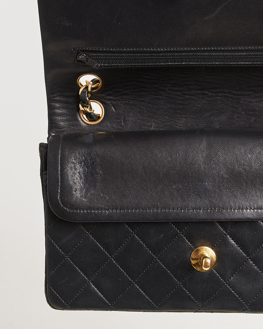 Heren | Chanel Pre-Owned Matelassé Small Double Flap Bag Black Lambskin | Chanel Pre-Owned | Matelassé Small Double Flap Bag Black Lambskin