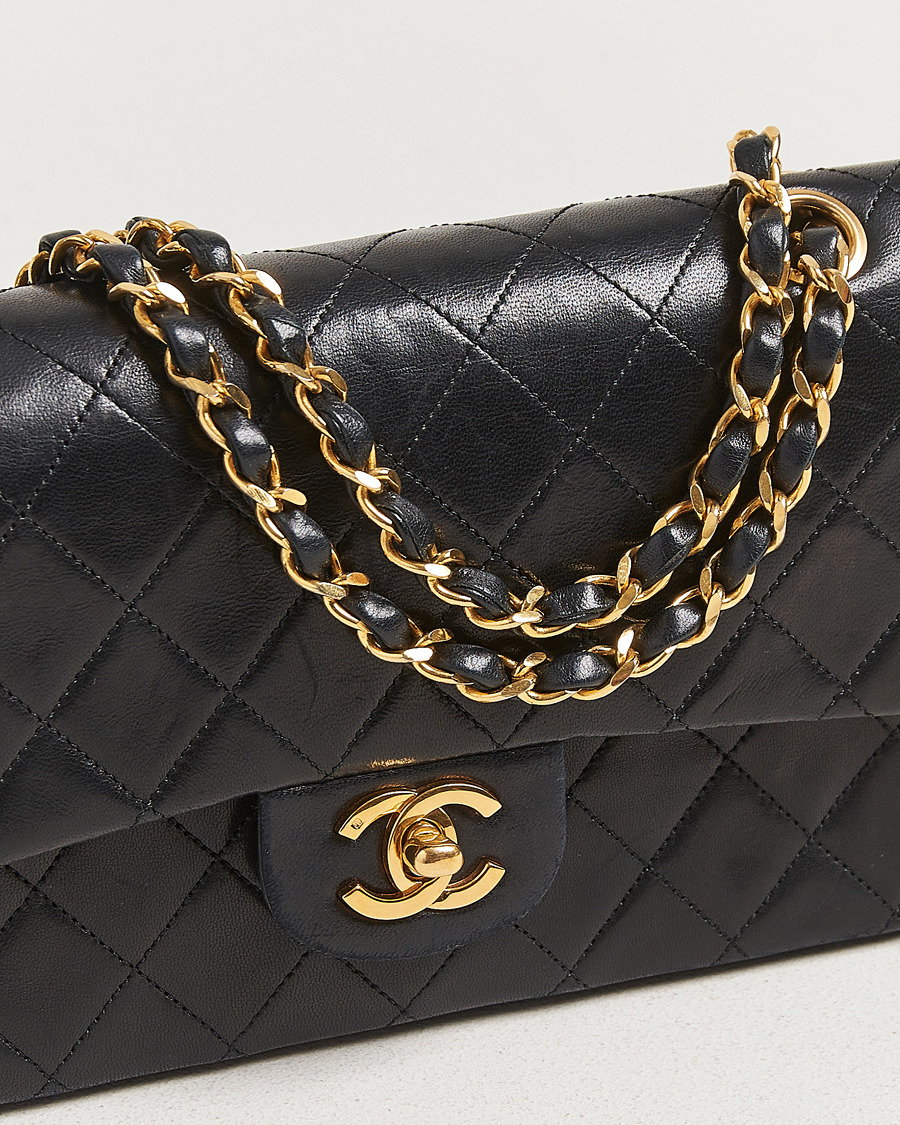 Heren | Chanel Pre-Owned Matelassé Small Double Flap Bag Black Lambskin | Chanel Pre-Owned | Matelassé Small Double Flap Bag Black Lambskin