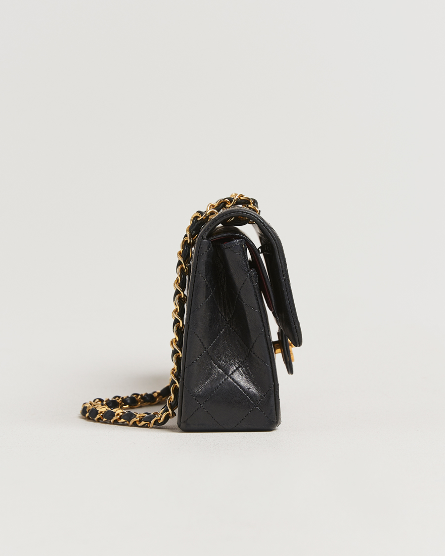 Heren | Chanel Pre-Owned Matelassé Small Double Flap Bag Black Lambskin | Chanel Pre-Owned | Matelassé Small Double Flap Bag Black Lambskin