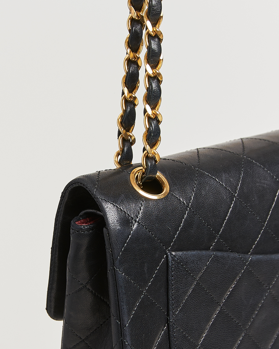 Heren | Chanel Pre-Owned Matelassé Small Double Flap Bag Black Lambskin | Chanel Pre-Owned | Matelassé Small Double Flap Bag Black Lambskin