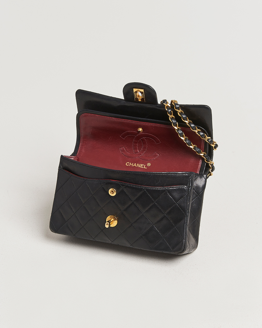 Heren | Chanel Pre-Owned Matelassé Small Double Flap Bag Black Lambskin | Chanel Pre-Owned | Matelassé Small Double Flap Bag Black Lambskin