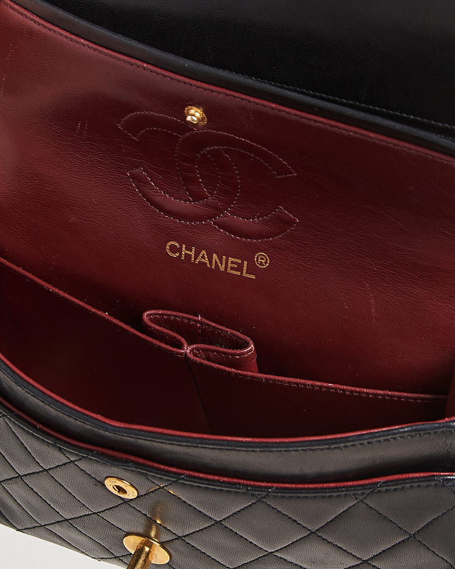 Heren | Chanel Pre-Owned Matelassé Small Double Flap Bag Black Lambskin | Chanel Pre-Owned | Matelassé Small Double Flap Bag Black Lambskin