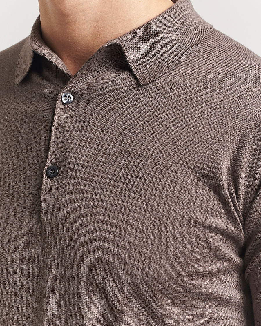Heren | Polo's | John Smedley | Adrian Slim Fit Sea Island Polo Beige Musk